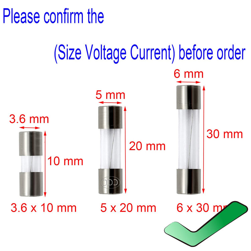 [Australia - AusPower] - Pack of 10 pcs F2AL Fast-Blow Fuse 2A 250V Glass Fuses 0.23 x 1.18 inch / 6 x 30 mm (2amp) (F2A) 