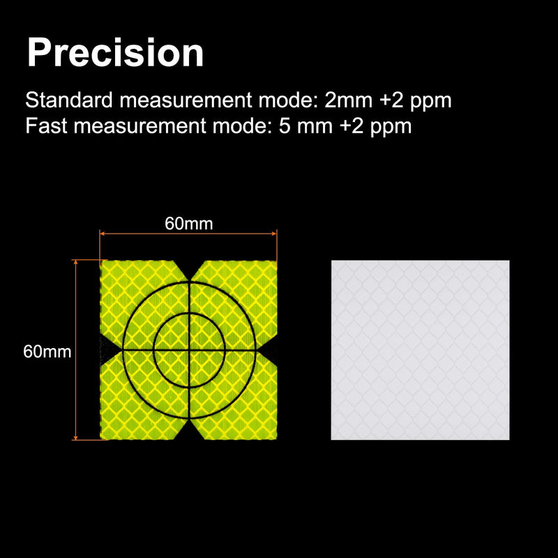 HARFINGTON 100pcs Survey Reflector Sheets 60x60mm Self-Adhesive Reflective Tape Survey Target Mark for Total Stations, Green 100 60mm x 60mm