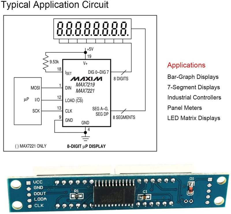 [Australia - AusPower] - DEVMO 4pcs 8-Digit 7 Segment Module MAX7219 8 Bit Digital Segment Tube LED Display Module Supports Cascade Eight Bit Serial 3 IO Ports Compatible with Ar-duino MCU/51/AVR/STM32 