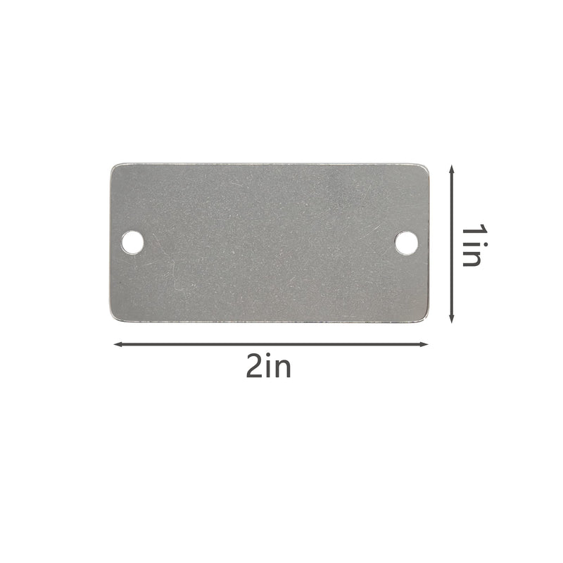 StayMax Metal Engraving Blanks Stamping Blanks Stainless Steel Rectangle Blank Tags with Two Holes 1 Inch x 2 Inch 50 Pack