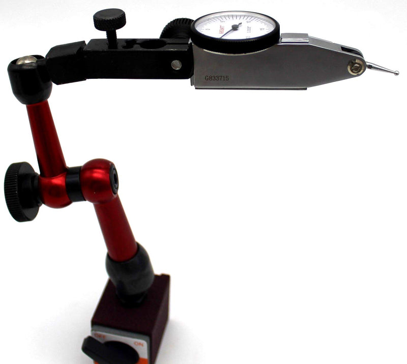 Dial Indicator Magnetic Base - 50lb Pull Force with 3D Locking Arm and Fine Adjustment - for Test Indicators with 3/8 Inch Stem or Dovetail Mount in Small Spaces and Metal Working Machine