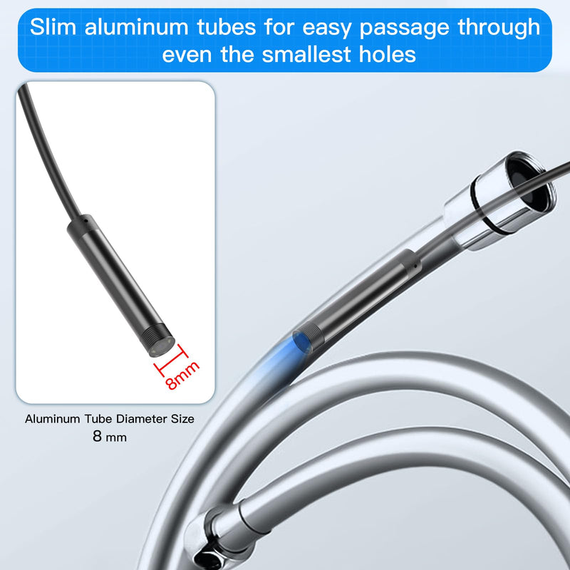 Endoscope Camera with Light,1920P HD Endoscope with 5.9ft Semi-Rigid,Endoscope Camera with 8 Adjustable LED Lights,7.9mm IP67 Waterproof