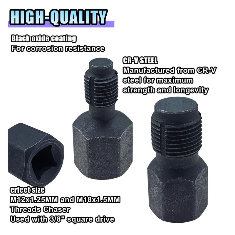 [Australia - AusPower] - 2PCS Car Thread Chasers, 3/8" Drives, M18 x 1.5mm and M12 x 1.25mm Car Thread Repair Tool 