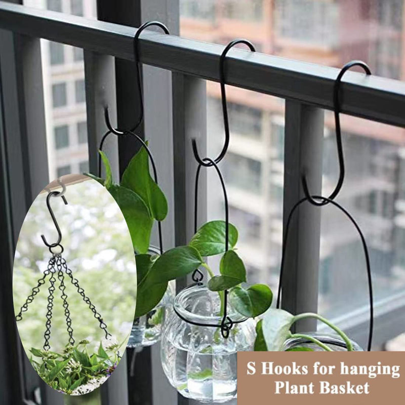 [Australia - AusPower] - 20 Pack Large S Hooks Black Steel S Shaped Hooks (3.7 in) Vinyl Coated Heavy Duty Rustproof S Hooks for Hanging Pans Pots Plants Towels Heavy Duty Kitchen Hooks Hanger (Black) 