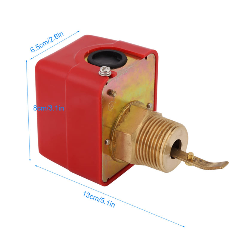 [Australia - AusPower] - Water Paddle Flow Control Switch, AC250V 10Bar BrassLiquid Water Sensor Controller NPT Thread Connection Automatic Paddle Type Flow Switch Red 1pc 