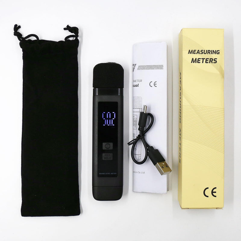 [Australia - AusPower] - Digital Decibel Meter Sound Level Meter with LCD Display Decibel/MAX/Data Hold and Battery Indicator, 30~130dBA Pocket SPL Meter Sound Noise Monitor Rechargeable for Noisy Neighbors Factory Home 