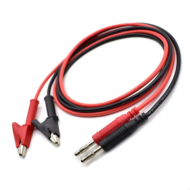 [Australia - AusPower] - 2Pcs 4mm Banana Plug to Alligator Clip Test Lead Wire Cable Set 14AWG for Multimeter Oscilloscope 3 Feet 3 ft 