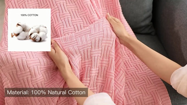 uxcell 100% Cotton Cable Knit Throw Blanket,Soft Lightweight Lap Blanket,Textured Solid Sofa Throw Couch Cover Decors Knitted Blankets, Grape 50"x 60" Throw (50" *60")