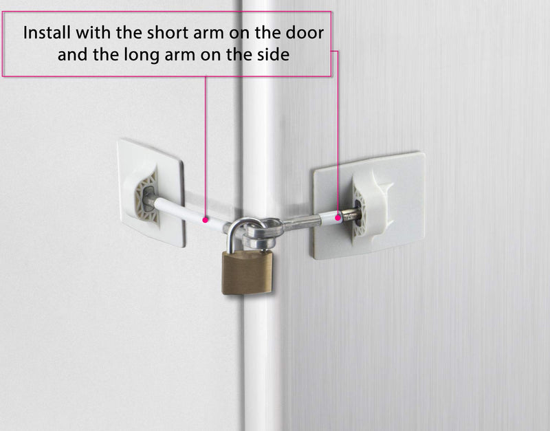 Refrigerator Door Lock with Padlock - White 1-Pack, White with Keyed Padlock
