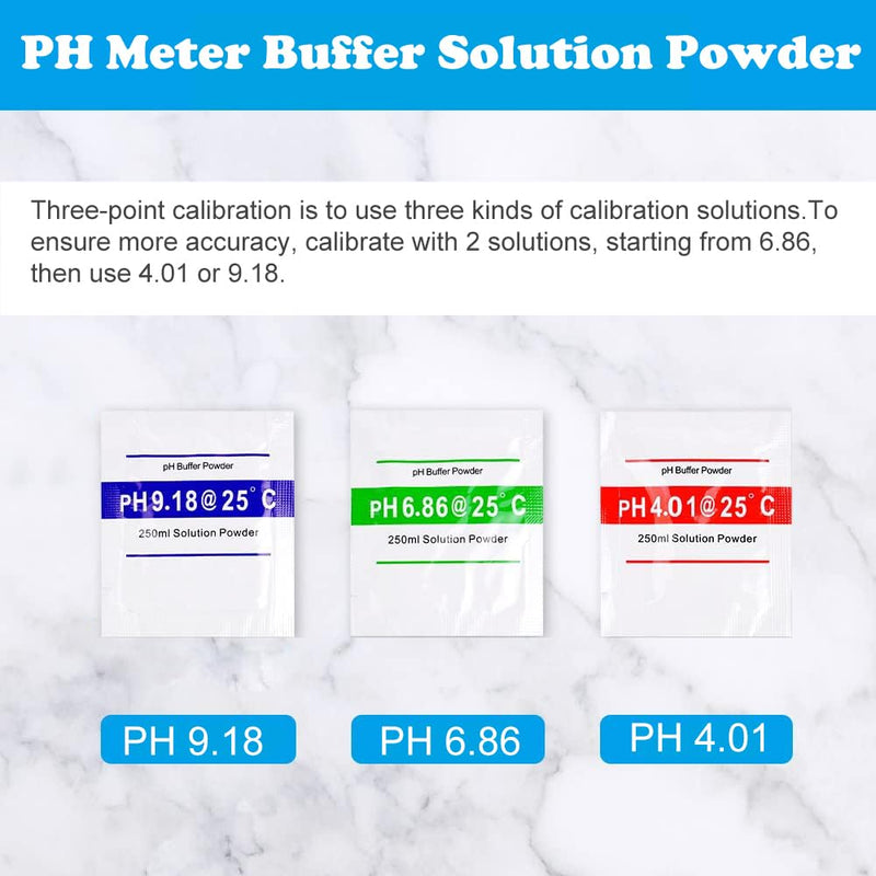 [Australia - AusPower] - Nynelly 15 Pack pH Meter Buffer Solution Powder pH 6.86, 4.01, 9.18 for Precise Calibrate pH Meter, pH Calibration Powder Solution, pH Tester Calibration Powder Packets 15pcs 