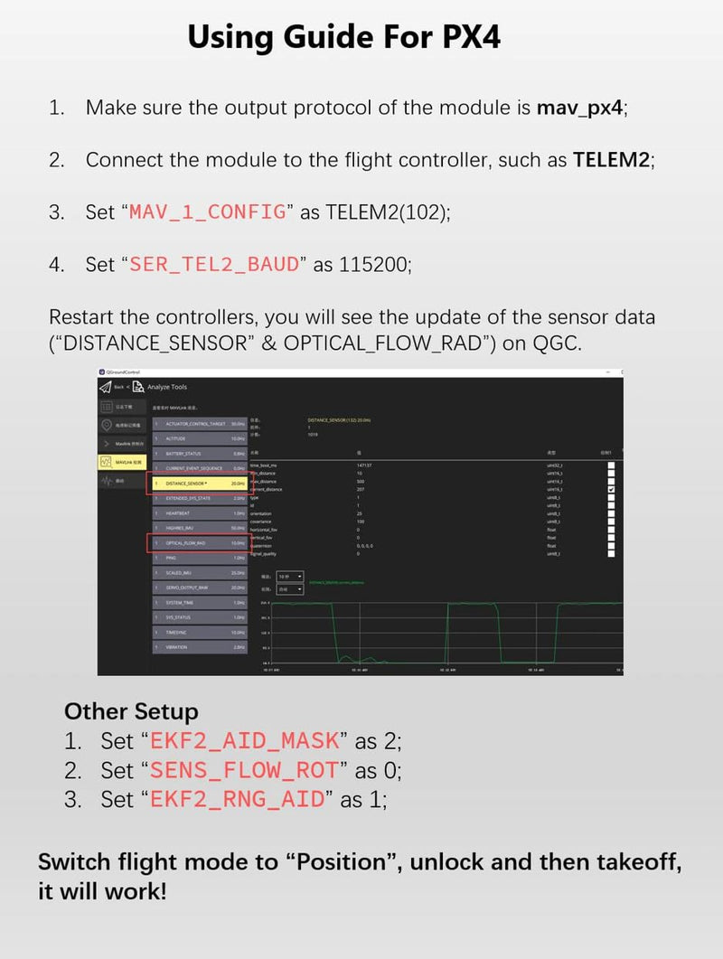ROBOFUSION MicoAir MTF-01 Optical Flow & LiDAR Sensor for Ardupilot/PX4/INAV (PX4)