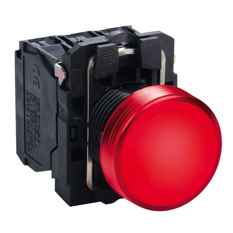 Schneider Electric XB5AVM4 Pilot Light And LED, Alarm Indicators, 230V-240V | Plastic, 22 mm, LED, smooth dome, 230-240 V AC, red x 240 V