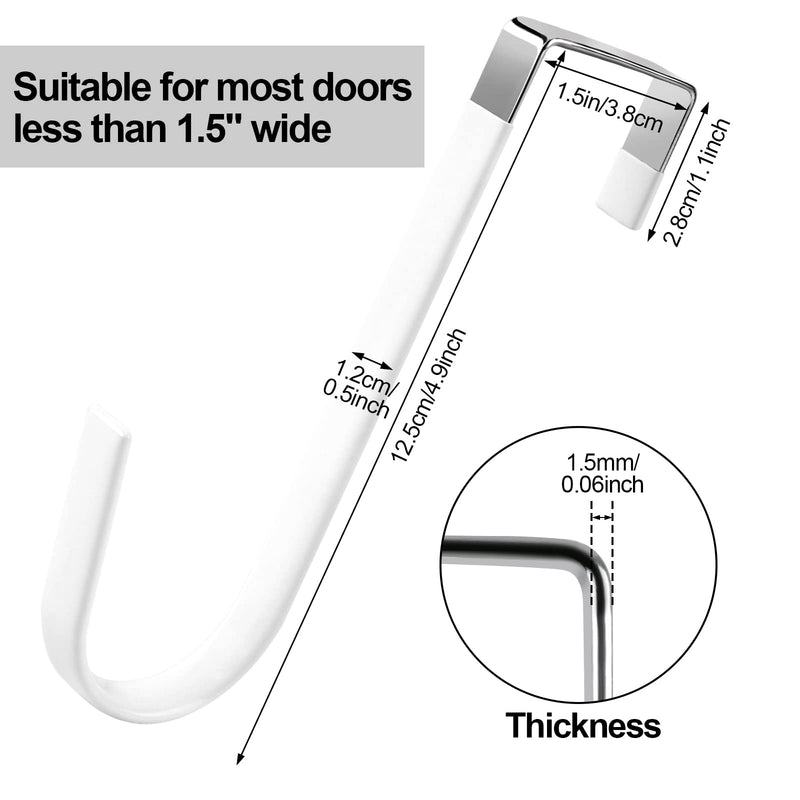 [Australia - AusPower] - 6 Pack Over The Door Hooks, Sturdy Metal Single Over Door Hooks, White Door Hanger Hook Door Hooks for Hanging, Towels, Clothes, Bathroom, Hold Up to 7Lbs 