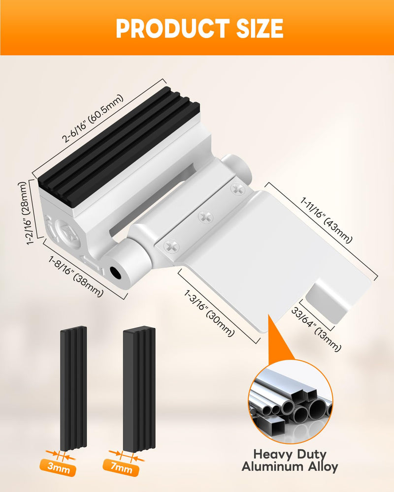 Portable Door Reinforcement Lock for Travel & Home, No Screws Instant Install Safety Lock for Inward Swing Front Door, Hotel, Apartment - Extra Latch from Inside Withstand 800lbs (White-3PCS) White-3PCS