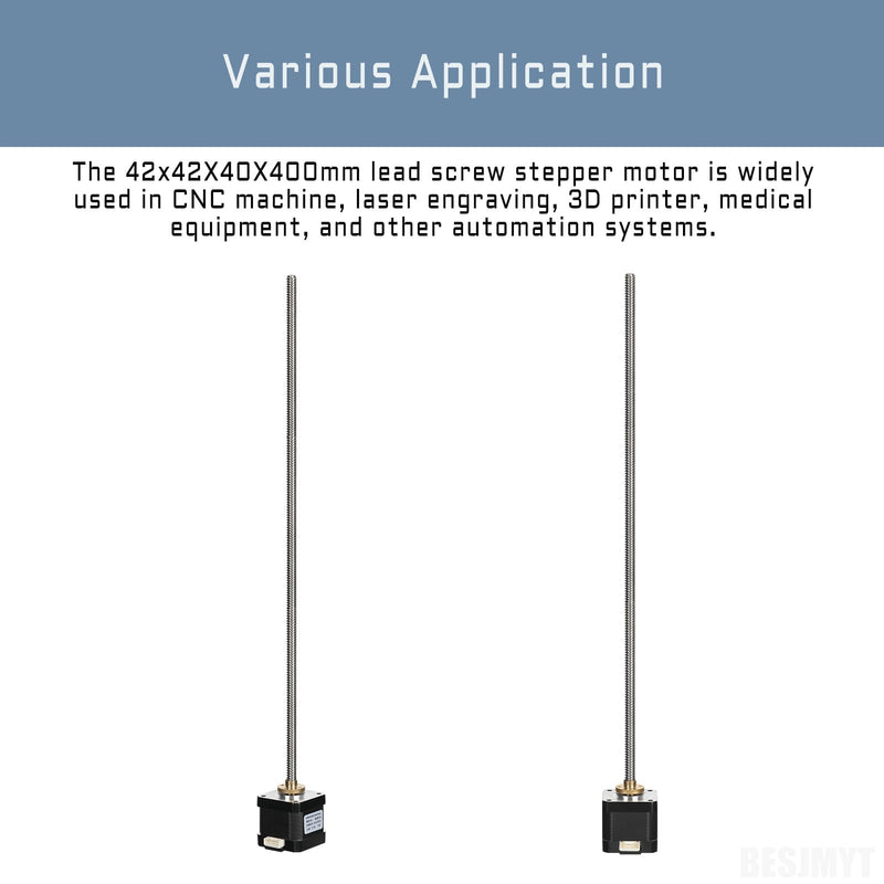 Nema 17 Stepper Motor Integrated 15.75in(400mm) T8 Lead Screw 1.7A Brass Nut 1m Cable 2 Phase 4 Lead 0.4Nm/56.64oz.in Bipolar High Torque 42x40mm Motors for 3D Printer/CNC Machine/Automation