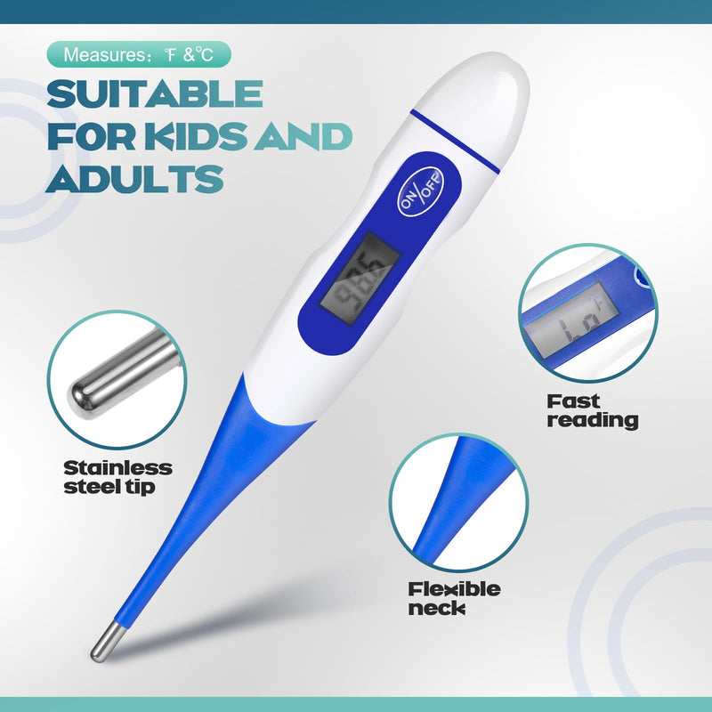 [Australia - AusPower] - TrelaCo 20 Pcs Thermometer for Adults Digital Oral Thermometer for Fever Basal Body Fast Reading Flexible Tip for Underarm Rectal Mouth Temperature Measurement 