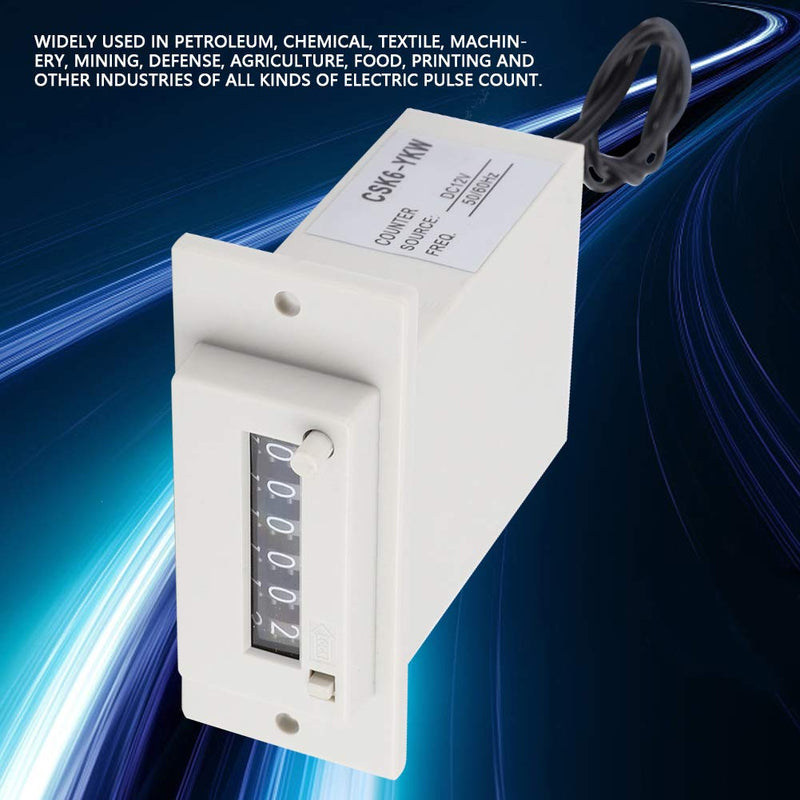 CSK6-YKW Electromagnetic Counter 6 Digit 0-999999 Counting Range Electronic Pulse Counter, Digital Counter, Sum Counter, Electromagnetic Pulse Counter (DC 12V), #-01