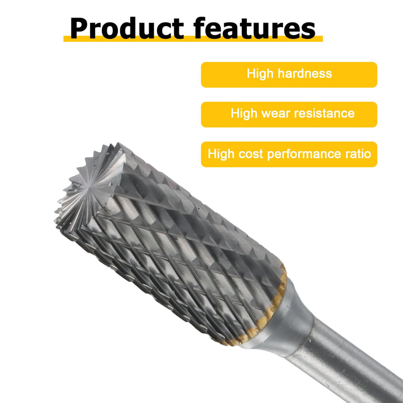 [Australia - AusPower] - Carbide Burr with 1/4 Inch Shank, Double Cut Rotary File, Burr Diameter 12 mm Cylinder End Cut, Die for Steel Metal Processing, Polishing and Engraving (A) a 