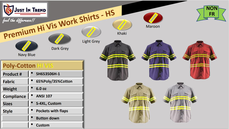 Premium High Visibility Safety Shirt - Half Sleeve X-Large Khaki