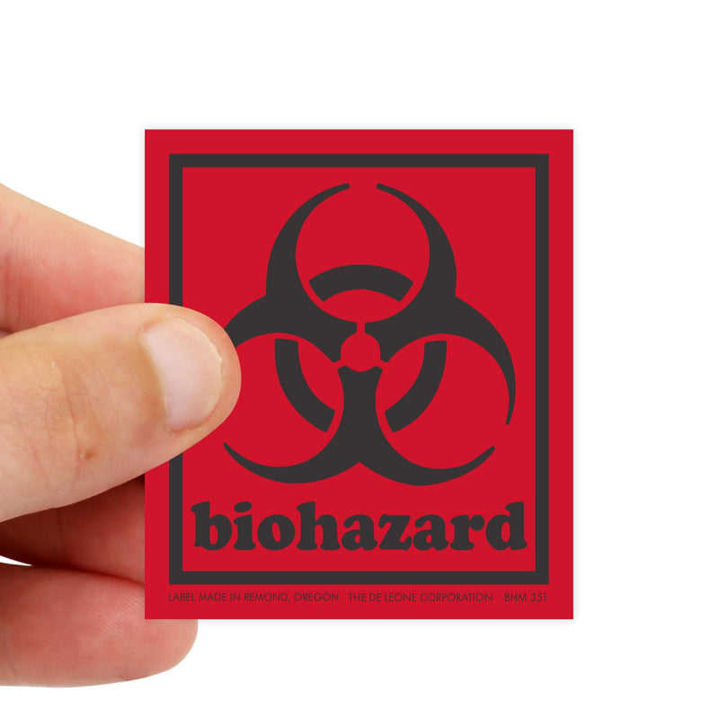 SmartSign Biohazard Labels with Symbol - 500/Roll, 1.75" x 2", Fluorescent Paper Labels with Permanent Adhesive, for Medical, Industrial Use, Deep Orange/Black with Border, Made in USA