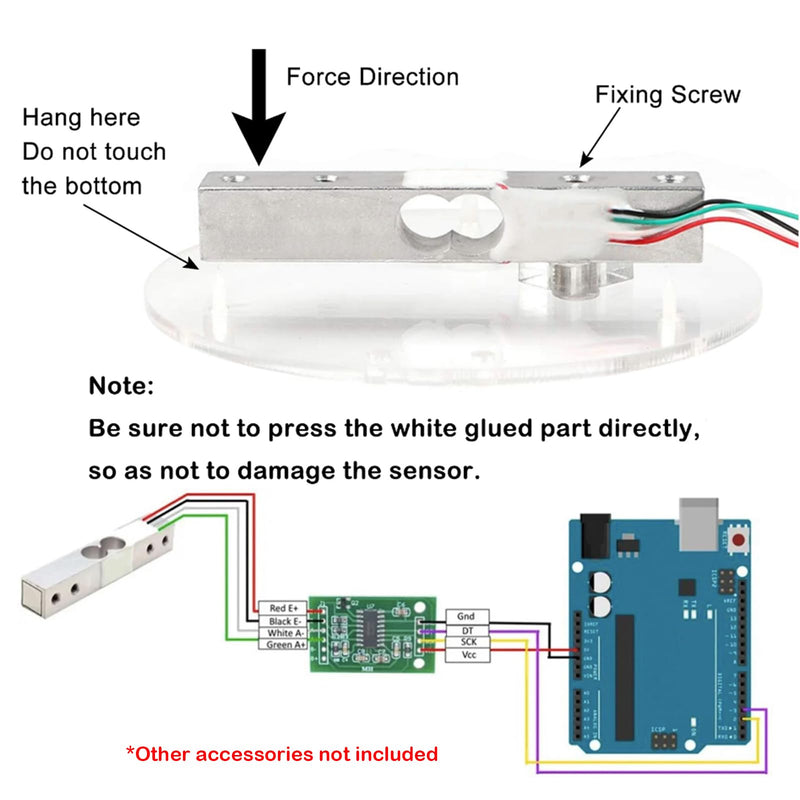1 kg Digital Load Cell Weight Sensor + HX711 AD Weighing Sensor Module High Precision for Arduino DIY Electronic Portable Kitchen Scale (2 Sets)