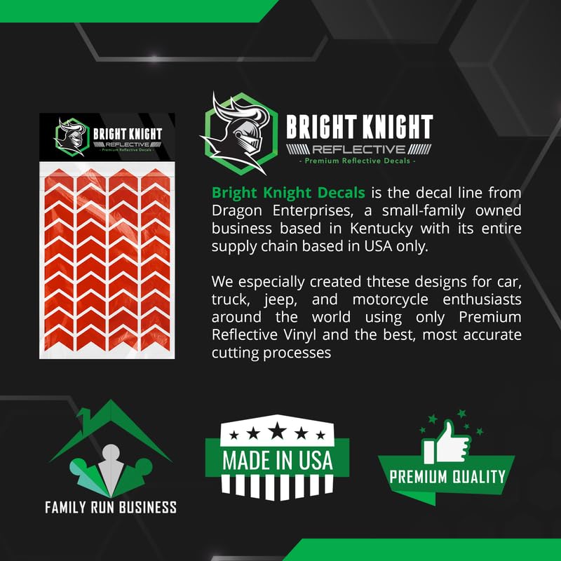 Bright Knight Decals Chevron Hard Hat Reflective Stickers, 1" Red Acyclic Adhesive Vinyl Tape Made with 3M Reflector Tape, Bicycle Helmet Reflective Tape Outdoor Waterproof for High-Visibility 1 pk