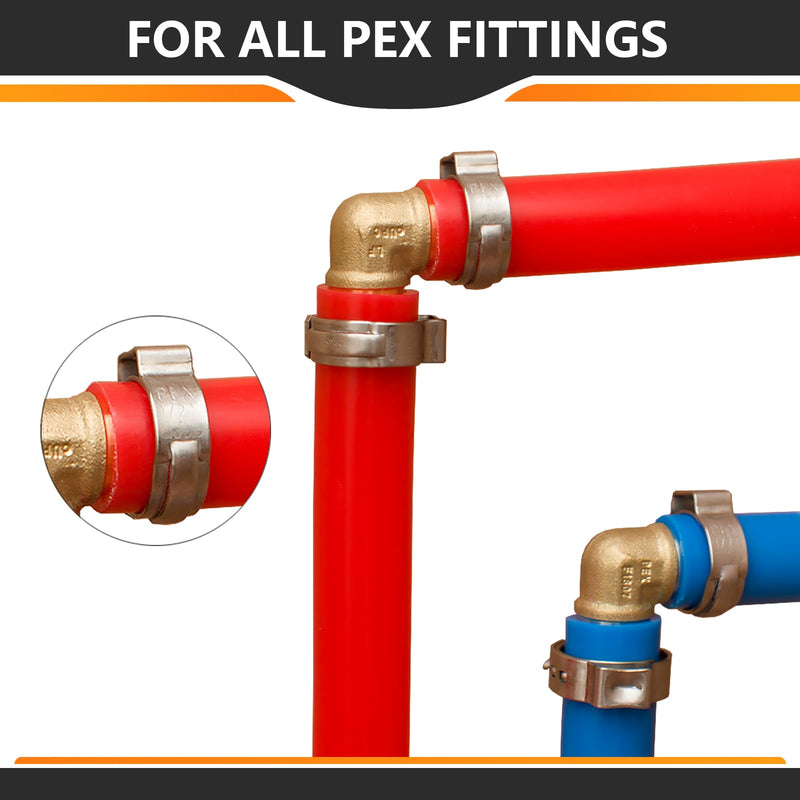 [Australia - AusPower] - 1/2 Inch Pex Crimp Ring, 100-PCs Pex Clamp Rings, Premium 304 Stainless Steel Pex Cinch Ring for Pex Fittings Connection 100 PACK 1/2 INCH 
