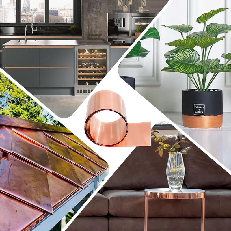 Pure Copper Metal Foil Roll, 0.4mm Thickness x 200mm Width x 1M Length, 99.9% Copper Sheet Roll Copper Strip for Jewelry, Crafts, Repairs, Electrical Thickness: 0.4mm Width：200mm