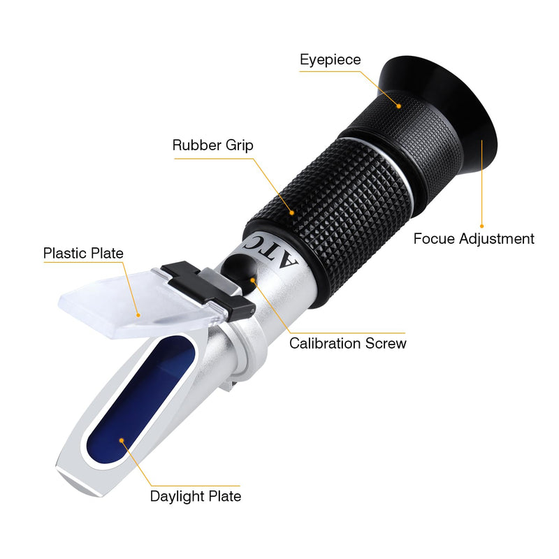 Optical Hydrometer Optical Brix Refractometer for Wine Making, Dual Scale - Brix 0-40% & Alcohol 0-25% Vol, Wine Refractometer for Measuring Sugar Content and Predicting Wine Alcohol Degree Wine Alcohol Refractometer