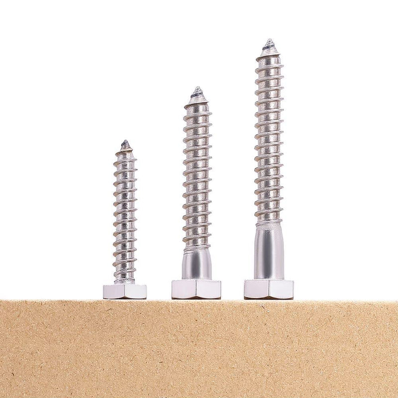 M8 x 75mm (10 pcs) Hex Lag Screws, 304 Stainless Steel 18/8, Hexagon Head Lag Bolts, DIN571 M8 x 75mm 10