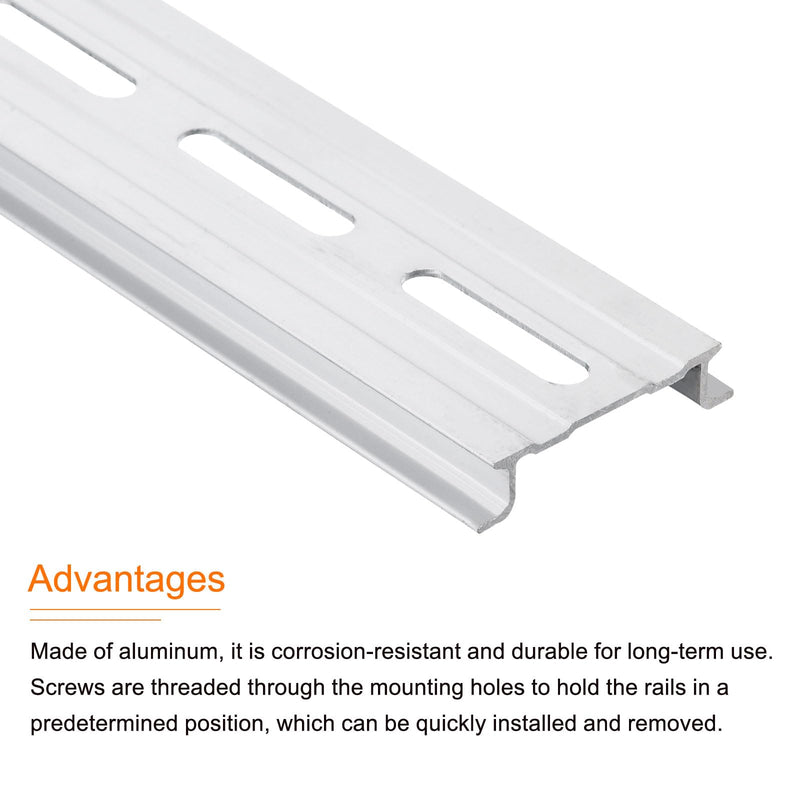 [Australia - AusPower] - MECCANIXITY DIN Rail Slotted Aluminum Mounting Guide 16 Inch x 1.4 Inch x 0.3 Inch for Equipment Installation Pack of 5 Pcs 