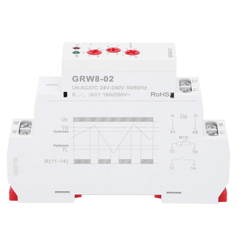 [Australia - AusPower] - Digital Thermostat GRW8-02 AC/DC 24V-240V Temperature Controller with Test Probe DIN Rail Installation 