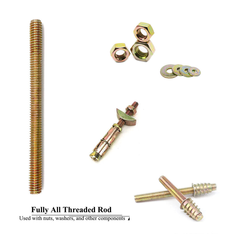 [Australia - AusPower] - 8pcs Color Zinc Fully All Threaded Rod Carbon Steel Long Thread Screw 5/16x4" for Furniture Garden Railing Mounting Assembly Fastening Steel Frame Connection Full Thread Rod for Furniture Color-Zinc 5/16x4 Inch-8P 