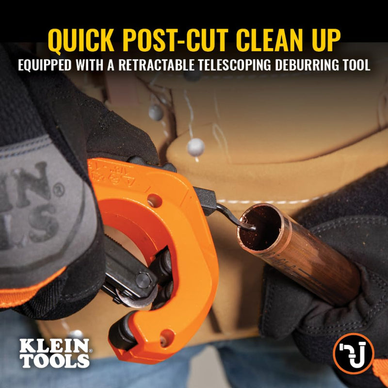 [Australia - AusPower] - Klein Tools 50046 Constant Swing Tubing Cutter for Copper and Aluminum, 1/8 to 1 3/8-Inch O.D. with Deburring Tool and Replacement Blade 