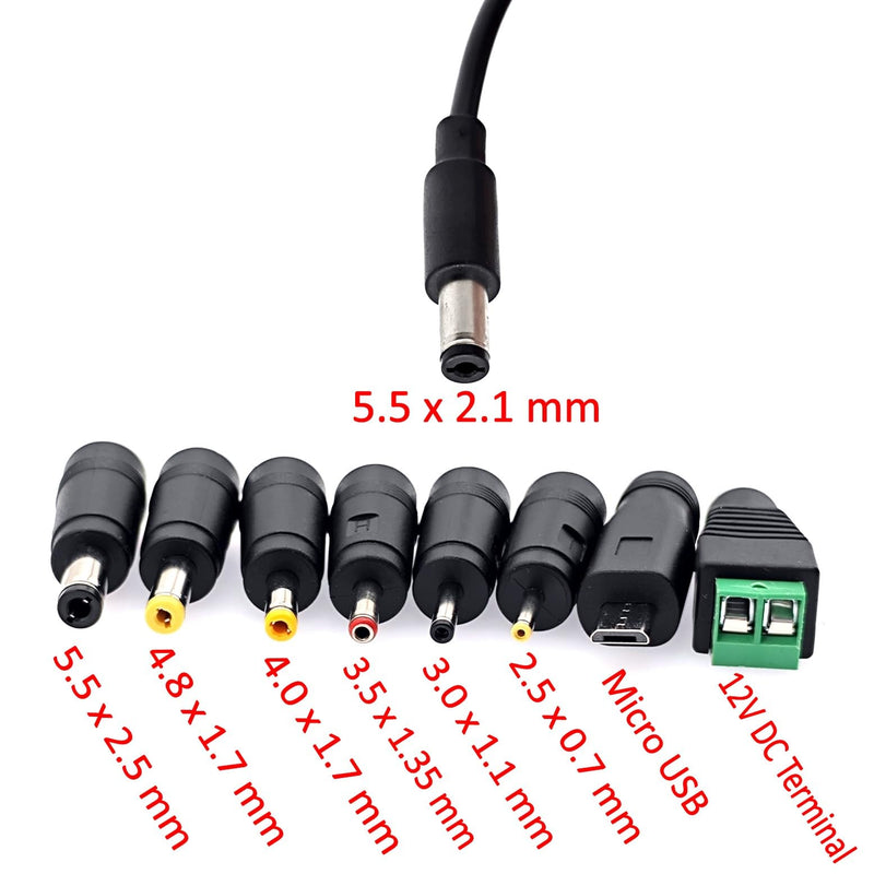 [Australia - AusPower] - JZK AC 100-240V to DC 5V 2A Power Supply Converter Transformer Charger with 8 DC Plug Adapters Replacement 5V 0.5A 500mA 1A 1.5A 2000mA for CCTV Cameras, LED Light Strips, TV Box 