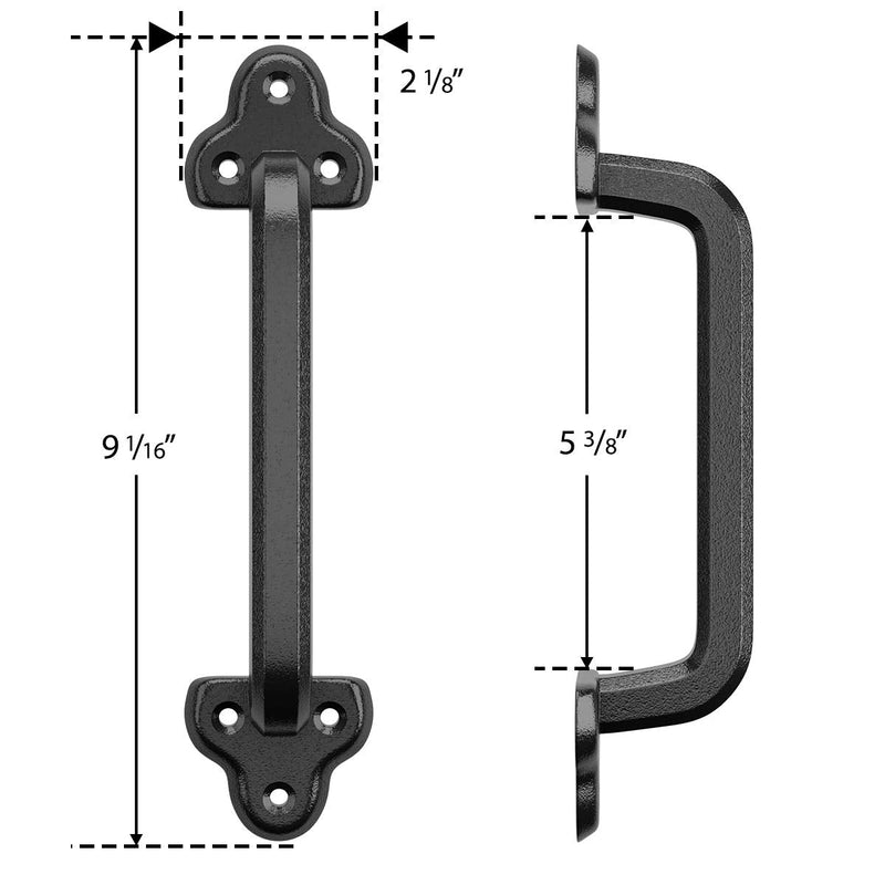 SMARTSTANDARD Heavy Duty 9" Antique Barn Door Handle, Large Rustic Retro Cast Iron Handle for Gates Garages Sheds Furniture, Black Powder Coated Finish, Square 1