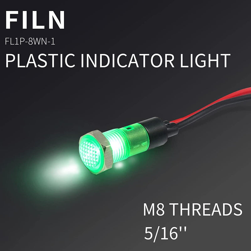 [Australia - AusPower] - 10 Pcs 8MM(5/16'') Indicator Light 110v LED Indicator Light Metal Panel Lights Pilot 110V 220V Red Green Signal lamp with Signal Light (10PCS Red) 