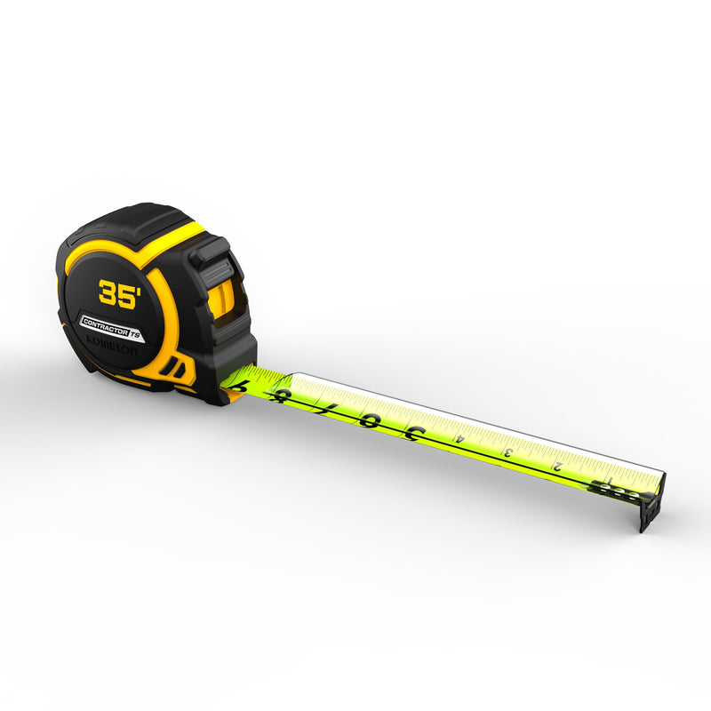 Komelon 35-Ft Contractor TS Wide blade Tape Measure with Backside Printing, Manual Lock, Long Standout (93435) 3.7 m WIDEBLADE - 35FT