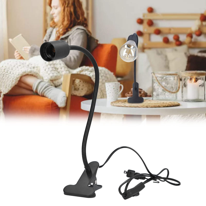 [Australia - AusPower] - Walfront E27 E26 Clip Desk Lamp Holder 360 ° Flexible Gooseneck Clip Clamp Light Bulb Holder Reading Light Stand Clamp Lamp Fixture (US Plug) US Plug 