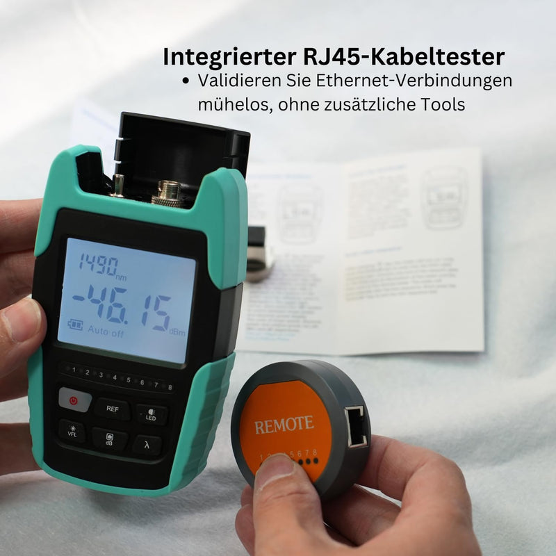TM530 4 in 1 Optical Power Meter with VFL RJ45 LED Light Optical Power Meter Lwl Optical Power Meter with Visual Troubleshooting Power Supply via Rechargeable Battery