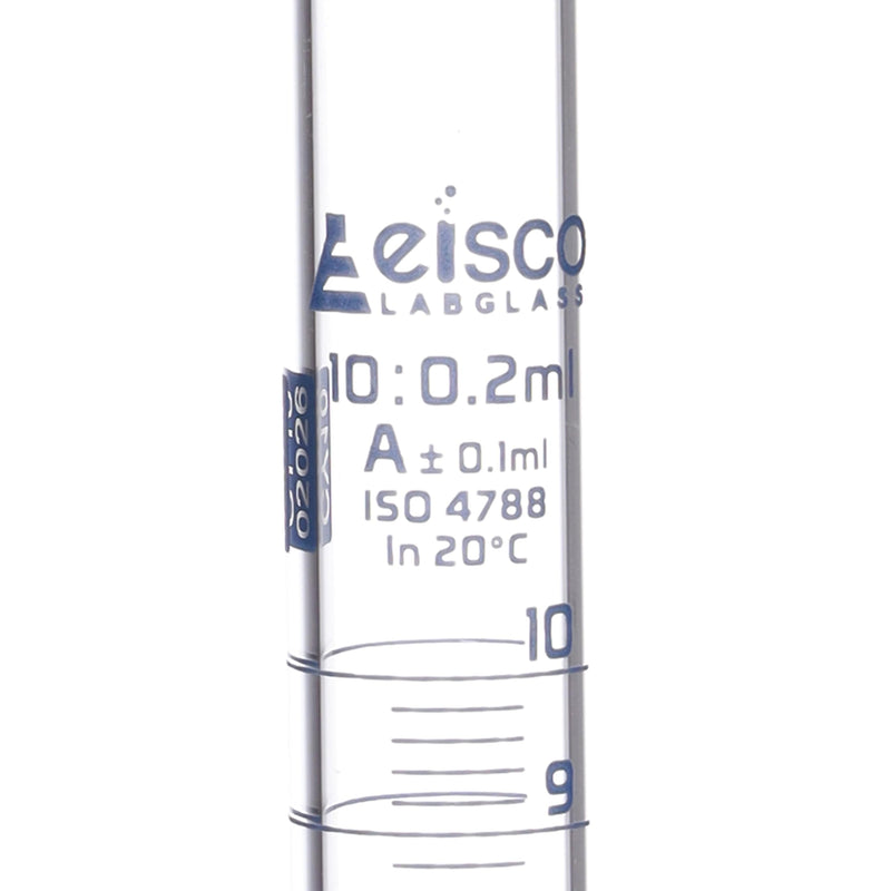 Graduated Cylinder, 10ml - Class A Tolerance ±0.10ml - Hexagonal Base - Blue Graduations - Borosilicate 3.3 Glass - Eisco Labs (Pack of 4) 10mL (Pack of 4)