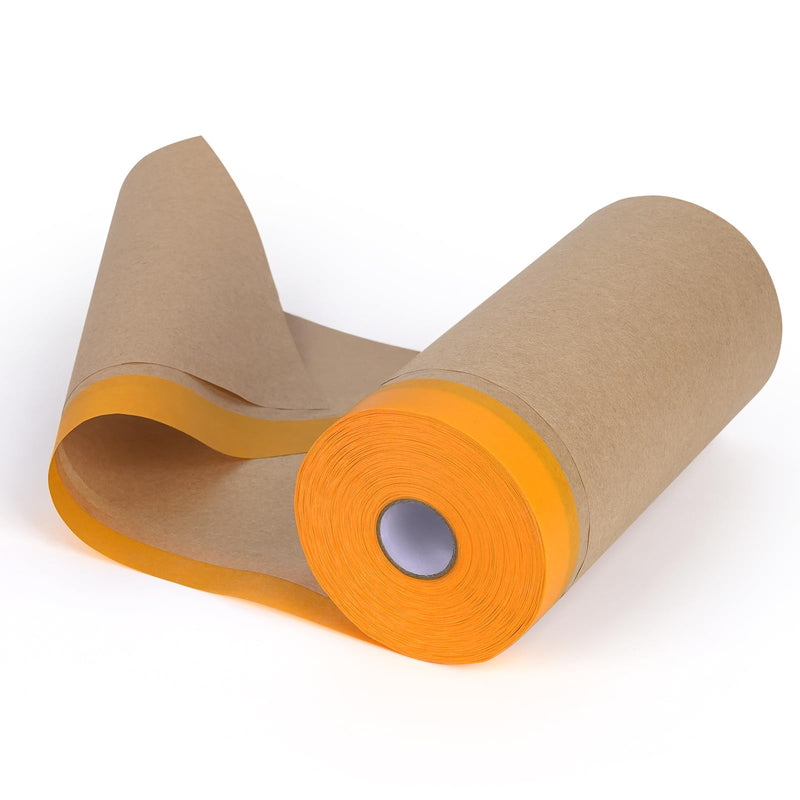 Painter's Pre-Taped Masking Paper and Masking Tape in one Kraft Paper 1 Pack 12" Wide x 65 Feet Long