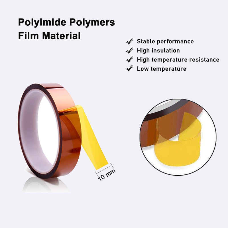 [Australia - AusPower] - YTFGGY Heat Tape for Sublimation, 3 Rolls Heat Resistant Tape, Heat Vinyl Thermal Sublimation Tape, No Residue, Electronics, Soldering, Circuit Board (10mm, Yellow) 