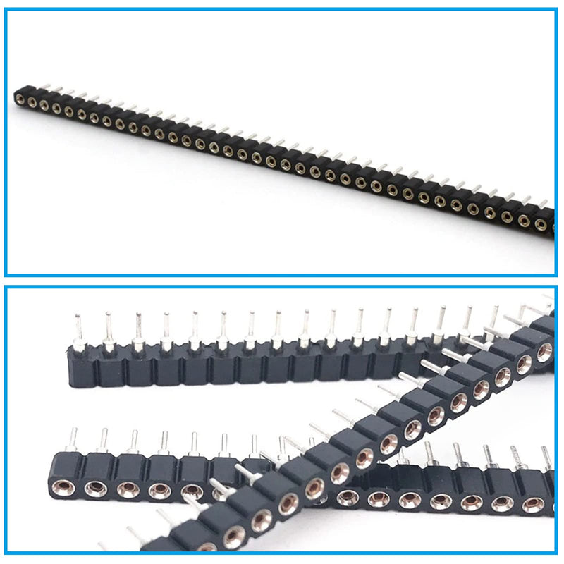 Nikou Pack of 5 1 x 40P 2.54 mm Round Hole Female Header Tin Single Row 40 Pin PCB IC Crystal Socket Connector for Circuit Boards, Circuit Experiments
