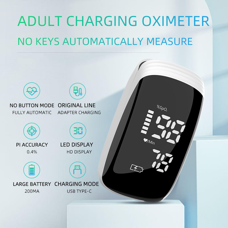 [Australia - AusPower] - Pulse Oximeter Fingertip, Pulse Oximeter with Rechargeable, Oxygen Meter Finger Pulse Oximeter, Fingertip Blood Oxygen Saturation Monitor Rechargeable, Accurate Fast SpO2 Reading for Sports (White) 