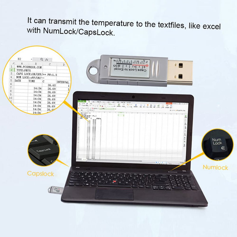 [Australia - AusPower] - Docooler PCsensor USB Thermometer Temperature Sensor Data Logger Recorder for PC Laptop Silver 