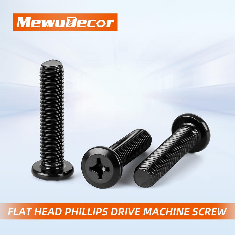 [Australia - AusPower] - M6-1.0 x 16mm Flat Round Head Machine Screw, Furniture Bolts Countersunk Connector Screws, Stainless Steel 18-8 (304), Black Finish, Fully Threaded, 25 PCS M6-1.0 x 16mm 