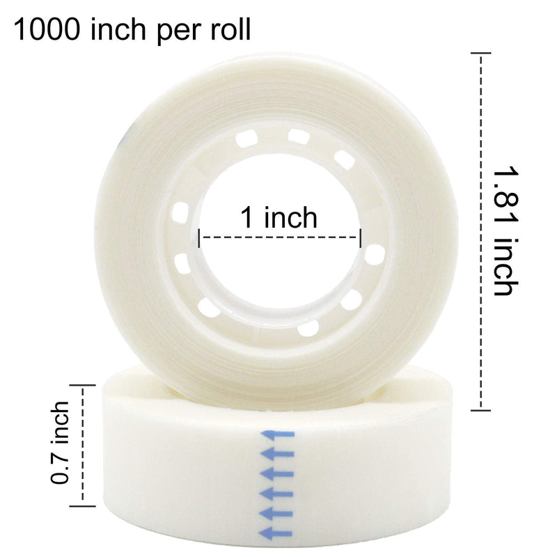 OWLKELA 12 Rolls Matte Adhesive Tape, Matte Finish Invisible Tape, Foggy Translucent Tape Great for Correction and Labeling, Compatible with Standard Tape Dispenser, 0.7 in x 1000 Inches 12 pcs