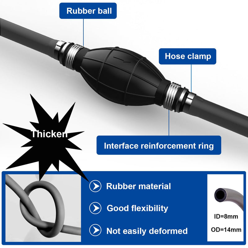 Tnisesm Boat Fuel Line,Outboard Fuel Line,Marine Fuel Line,Boat Fuel Line with Bulb 5/16 Inch Hose x 6 Ft Gray