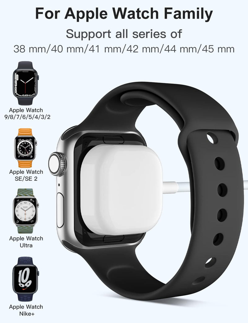 [Australia - AusPower] - USB iWatch Charger Compatible with Apple Watch Charger, 5ft Fast Charging Cable for i Watch Series 9 8 7 6 5 4 3 2 SE/2, Wireless Magnetic Charging Cord[Portable]-1.5M, White 1.5M 